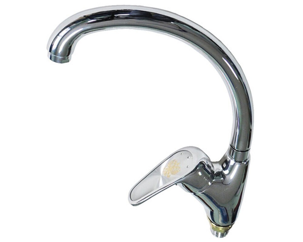 Смеситель РОССИЯ 2754 С-образный излив, ручка с гербом, хром