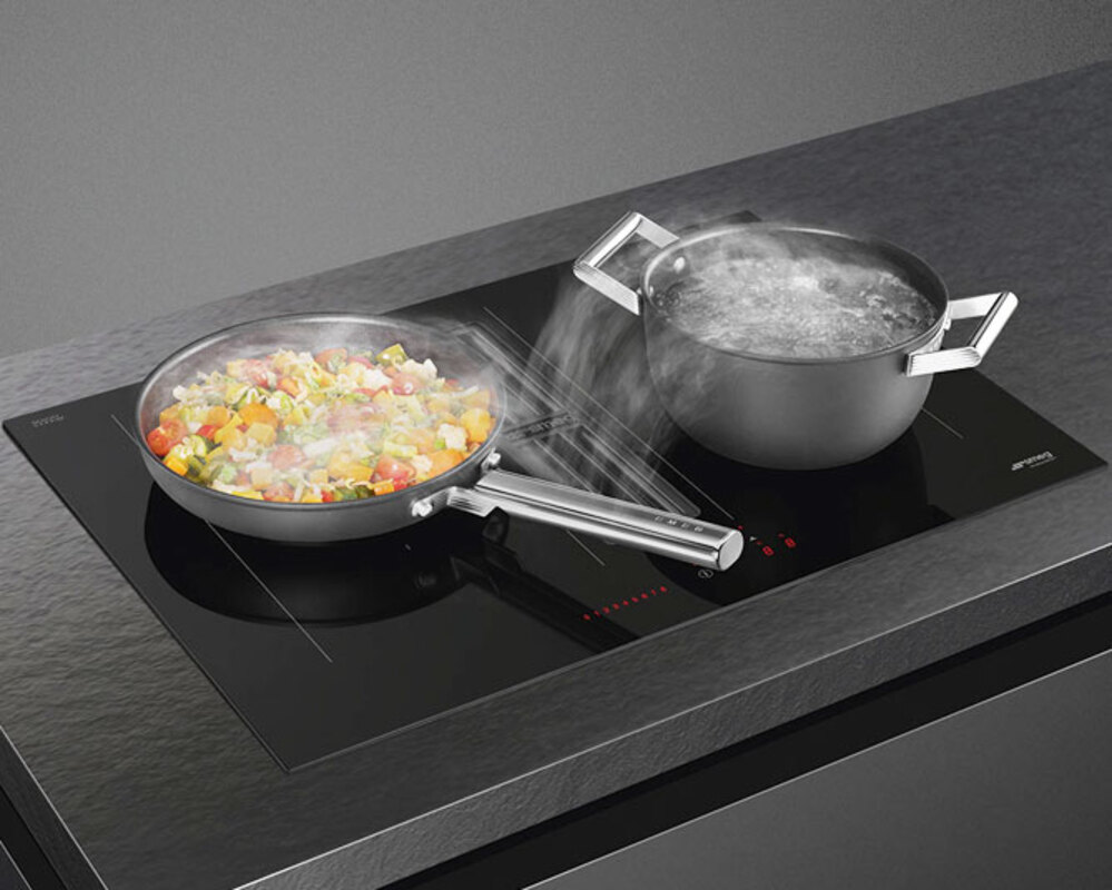 SMEG HOBD472D2 Индукционная варочная панель со встроенной вытяжкой, 70 см, Multizone, прямой край