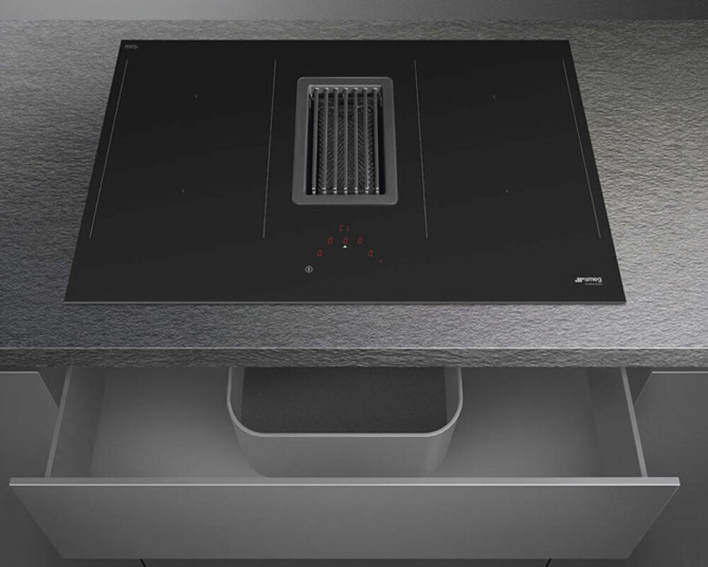 SMEG HOBD482D2 Индукционная варочная панель со встроенной вытяжкой, 80 см, Multizone, прямой край