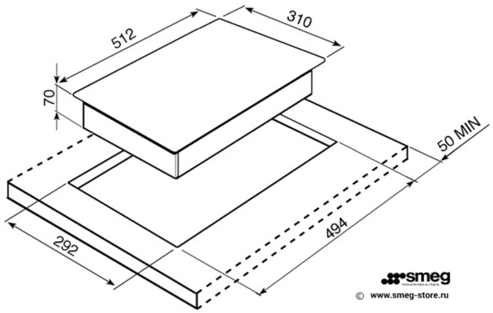 SMEG PGF30B Электрический гриль-барбекю, 31 см, установка с бортиком 3 мм