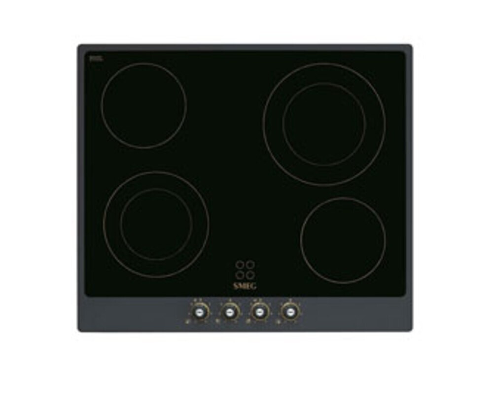 SMEG P864AO Стеклокерамическая варочная панель,60 см, антрацит, фурнитура латунная