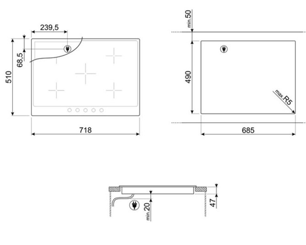 SMEG P875AO Стеклокерамическая варочная панель