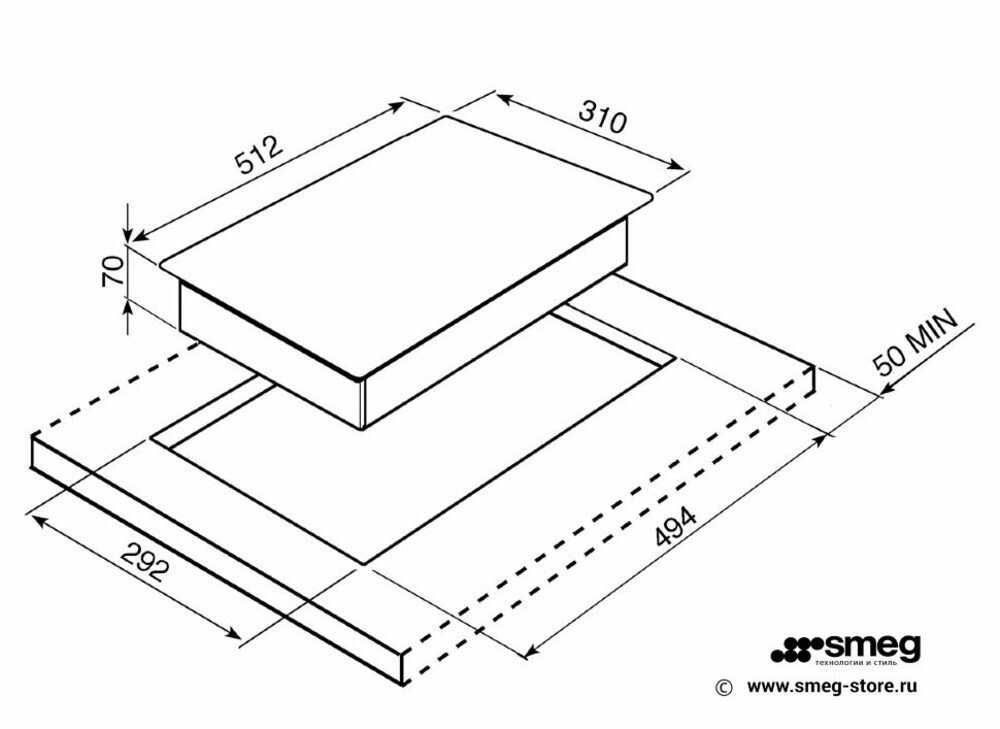 SMEG PGF30T-1 Электрический гриль Tepan Yaki, 31 см, установка с бортиком 3 мм.