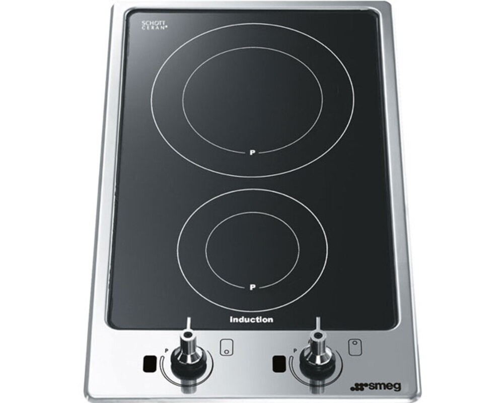 SMEG PGF32I-1 Индукционная варочная панель, 30 см, черная стеклокерамика, рамка нержавеющая сталь, установка с бортиком 3 мм