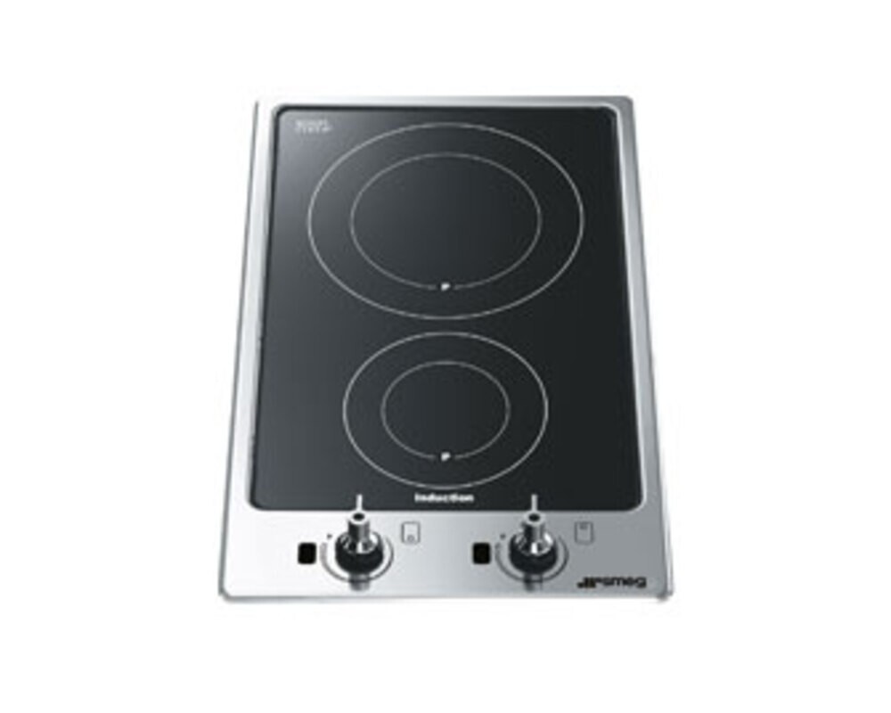 SMEG PGF32I-1 Индукционная варочная панель, 30 см, черная стеклокерамика, рамка нержавеющая сталь, установка с бортиком 3 мм