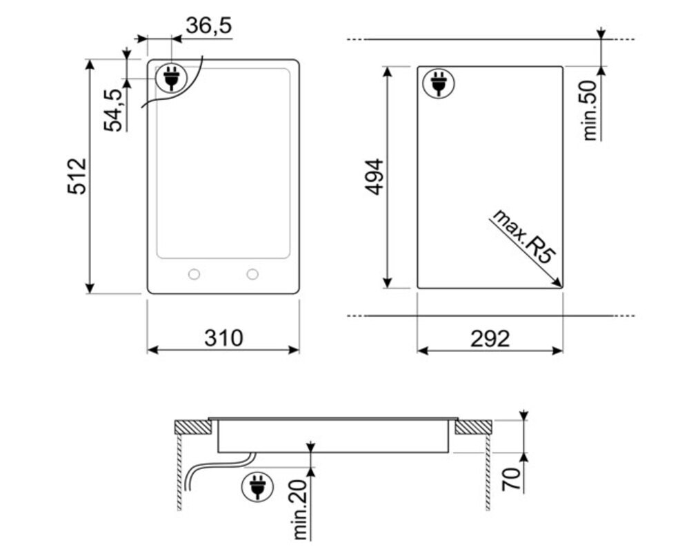 SMEG PGF32I-1 Индукционная варочная панель, 30 см, черная стеклокерамика, рамка нержавеющая сталь, установка с бортиком 3 мм