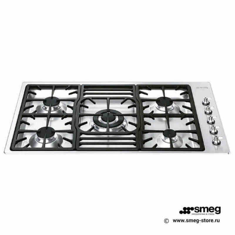 SMEG PGF95-4 Газовая варочная панель, 87 см, нержавеющая сталь, низкий монтаж с бортиком 3 мм.