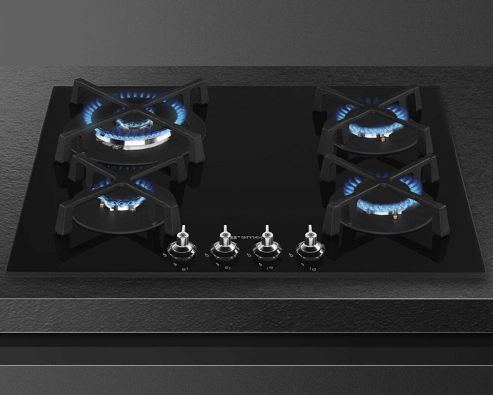 SMEG PV364N Газовая варочная панель, 60 см, чёрное стекло, прямой край