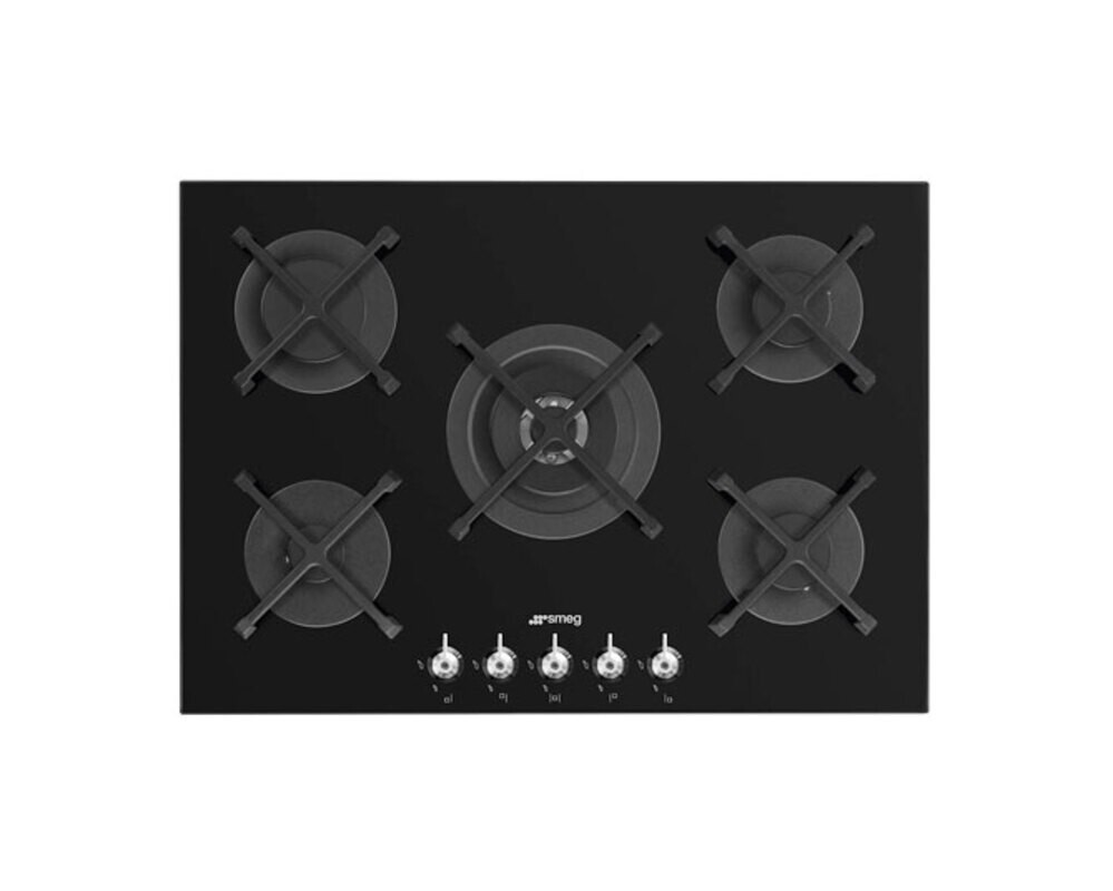 SMEG PV375N Газовая варочная панель, 72 см, чёрное стекло, прямой край.
