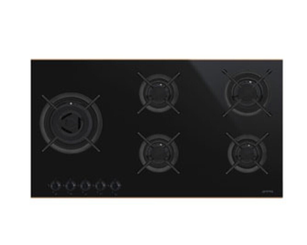 SMEG PV695LCNR Газовая варочная панель,90 cм, черная стеклокерамика, профиль медный