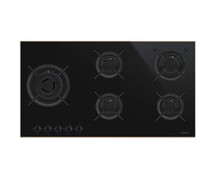 SMEG PV695LCNR Газовая варочная панель,90 cм, черная стеклокерамика, профиль медный