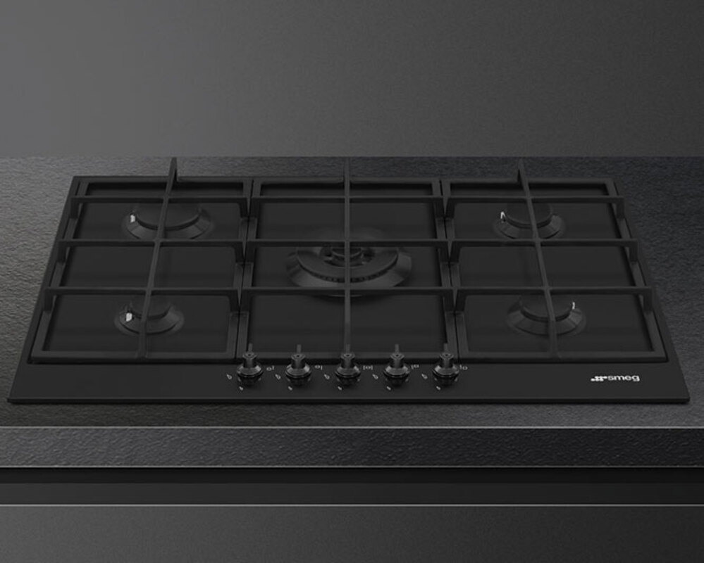 SMEG PX375MB Газовая варочная панель, 72,5 см, цвет чёрный матовый