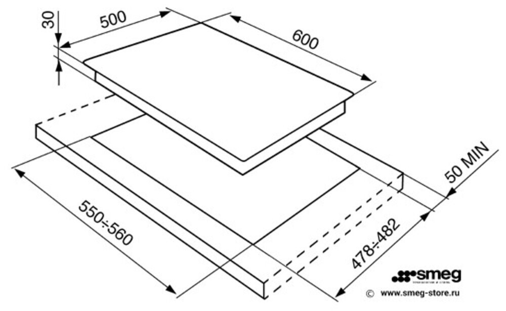 SMEG SER60SGH3 Газовая варочная панель,60 cм, нержавеющая сталь, фурнитура серебристая.