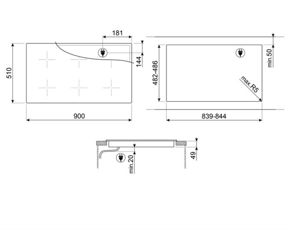 SMEG SI1M4954D Индукционная варочная панель, 90 см, Multizone, с функцией AutoVent 2.0, прямой край