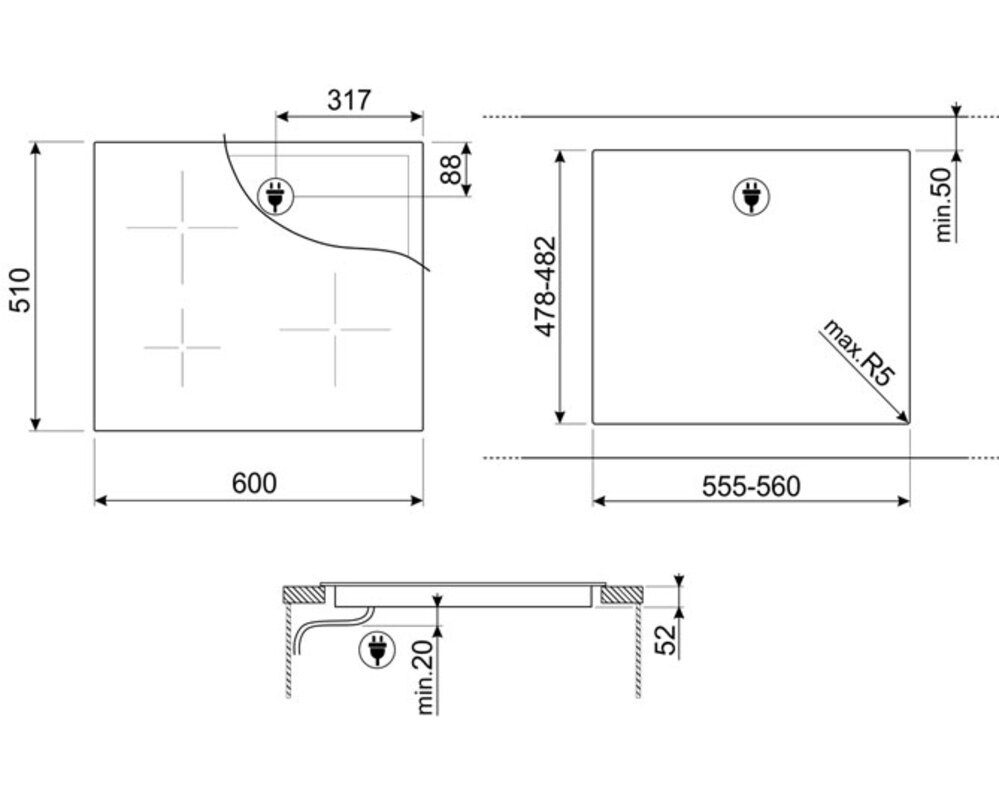 SMEG SI2641D Индукционная варочная панель, 60 см, прямой край
