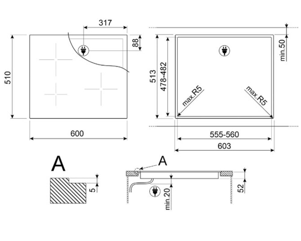 SMEG SI2641DP Индукционная варочная панель, 60 см, прямой край, кремовая