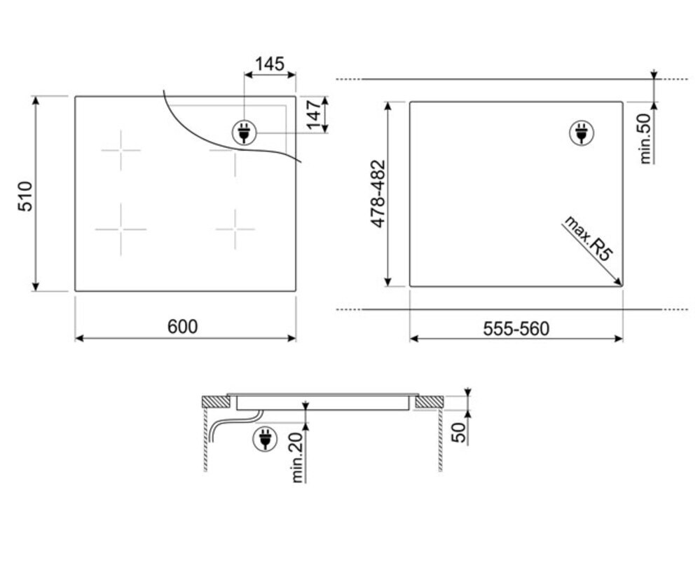 SMEG SI4642D Индукционная варочная панель, 60 см, прямой край