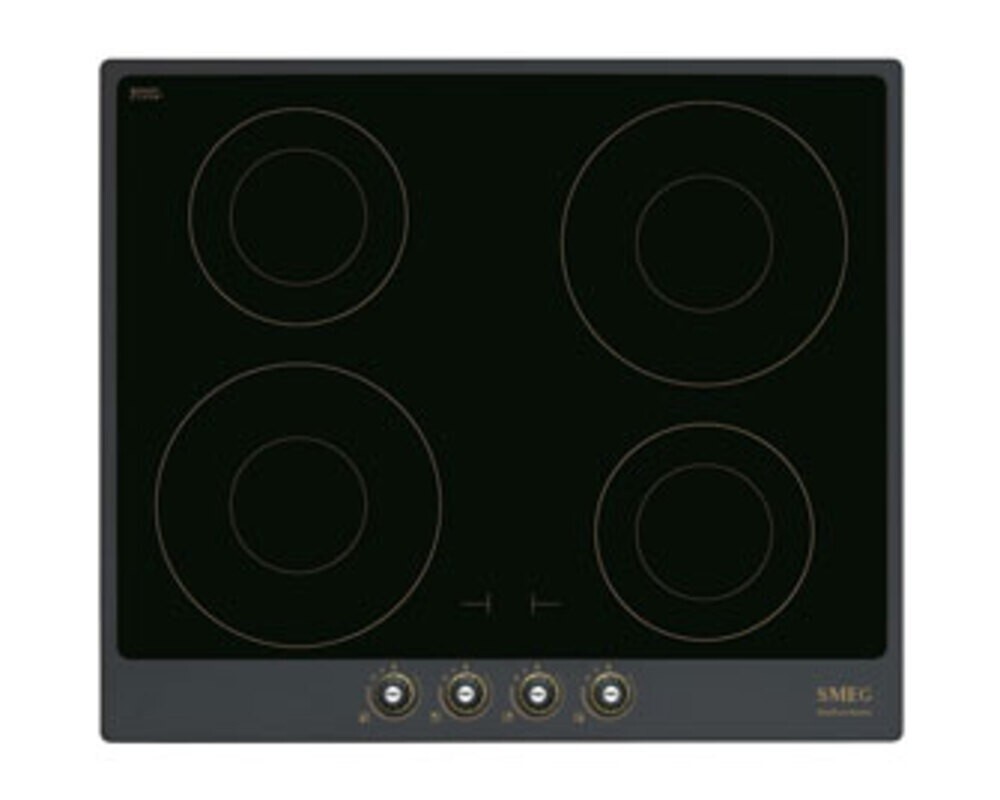 SMEG SI764AOM Индукционная варочная панель, 60 см, антрацит, фурнитура латунная Cortina (Coloniale в комплекте)