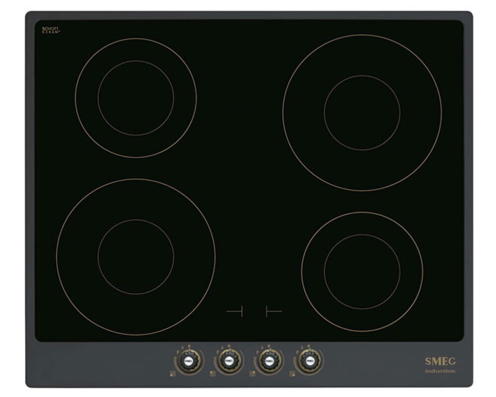 SMEG SI764AOM Индукционная варочная панель, 60 см, антрацит, фурнитура латунная Cortina (Coloniale в комплекте)