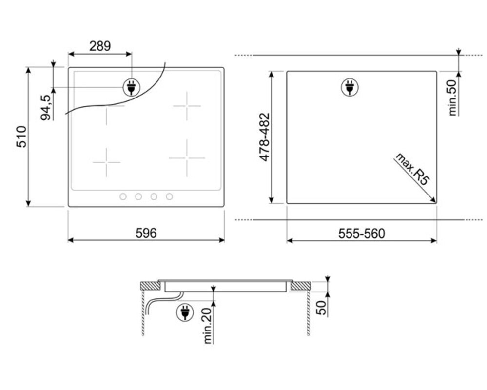 SMEG SI964PM Индукционная варочная панель, 60 см, кремовая, фурнитура Victoria.