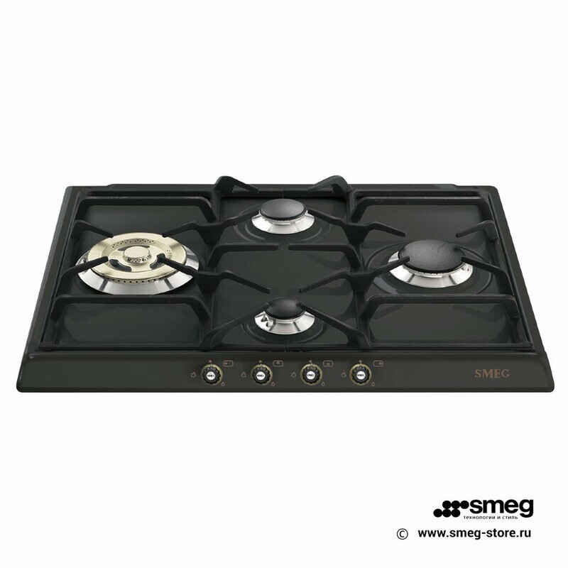 SMEG SR764AO Газовая варочная панель,60 см, антрацит, фурнитура латунная.