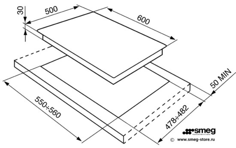 SMEG SR764AO Газовая варочная панель,60 см, антрацит, фурнитура латунная.
