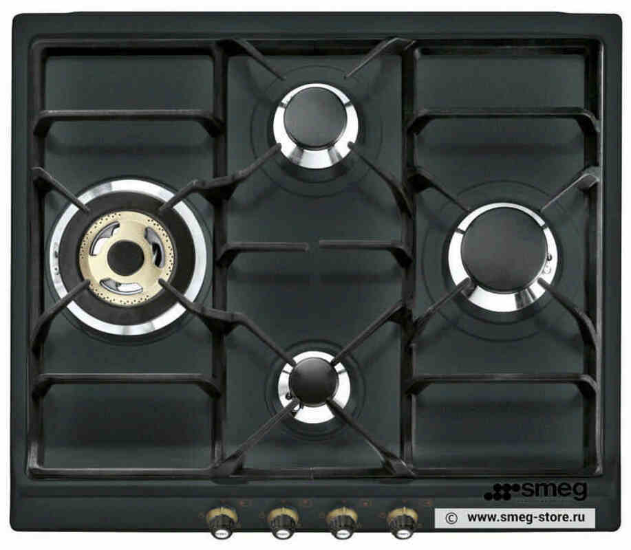 SMEG SR764AO Газовая варочная панель,60 см, антрацит, фурнитура латунная.