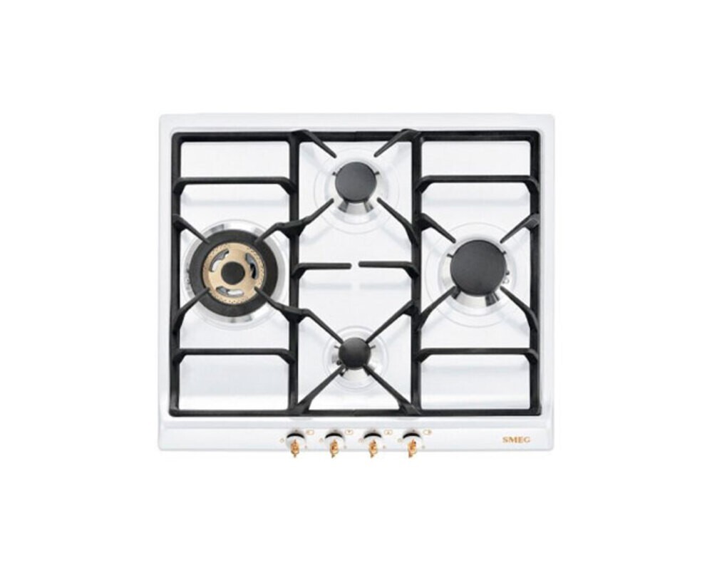 SMEG SPR864BGH Газовая варочная панель, 60 см, белый, фурнитура позолоченная