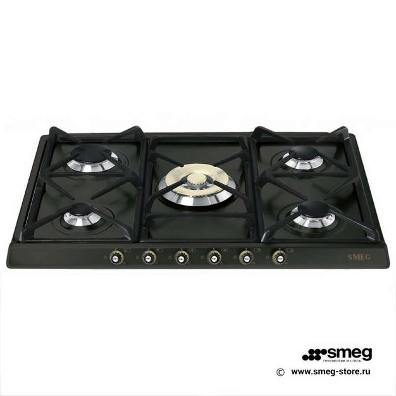 SMEG SR775AO Газовая варочная панель,70 см, антрацит, фурнитура латунная.
