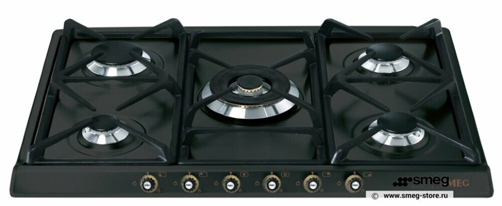 SMEG SR775AO Газовая варочная панель,70 см, антрацит, фурнитура латунная.
