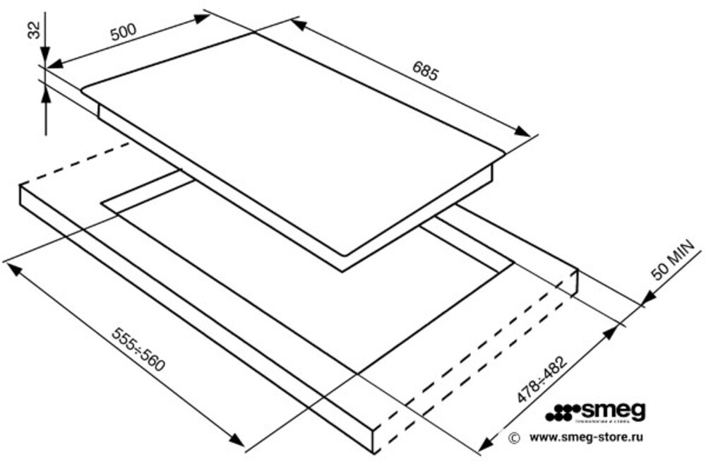 SMEG SR775AO Газовая варочная панель,70 см, антрацит, фурнитура латунная.