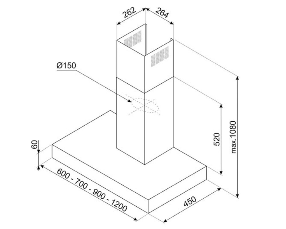 SMEG KBT600XE Вытяжка настенная,60 см, нержавеющая сталь.