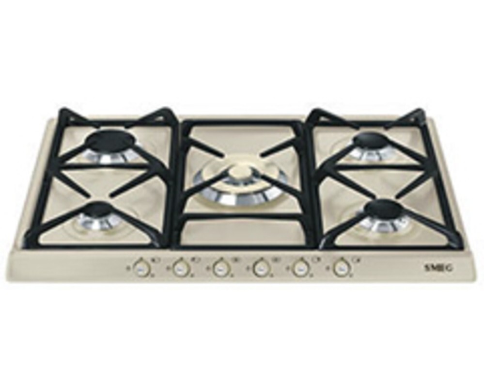 SMEG SR775PO Газовая варочная панель, 70 см, кремовая, фурнитура латунная.