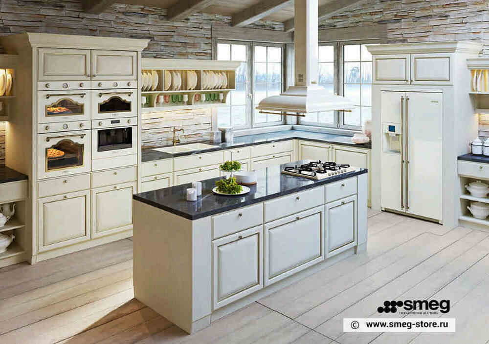 SMEG SR775PO Газовая варочная панель, 70 см, кремовая, фурнитура латунная.