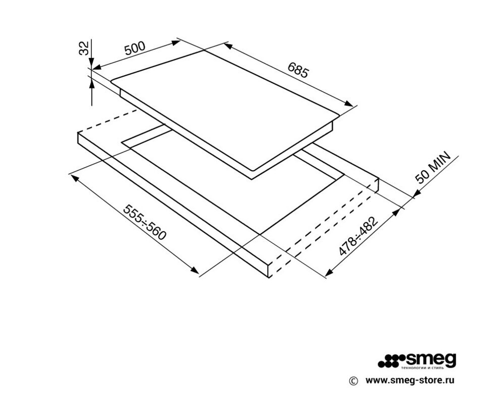 SMEG SR775PO Газовая варочная панель, 70 см, кремовая, фурнитура латунная.