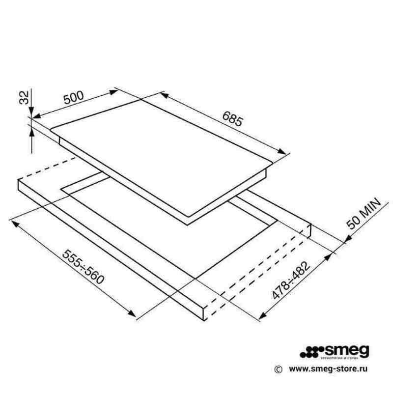 SMEG SR975PGH Газовая варочная панель,70 см, кремовая.