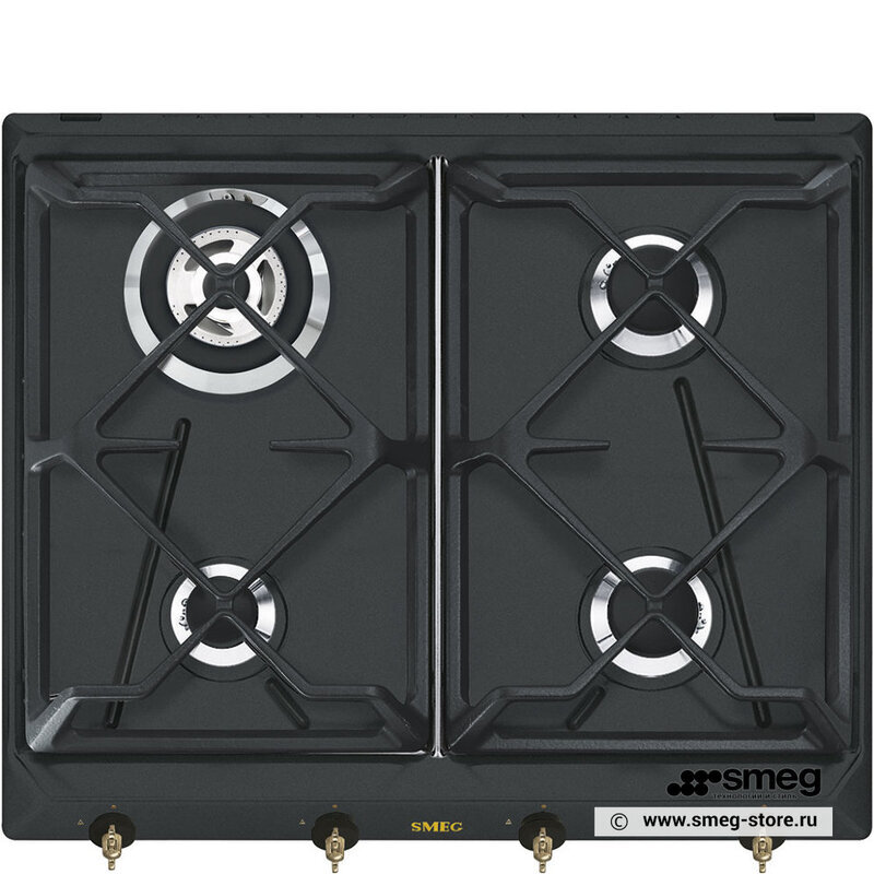SMEG SRV864AOGH Газовая варочная панель,60 см, антрацит, фурнитура латунная.