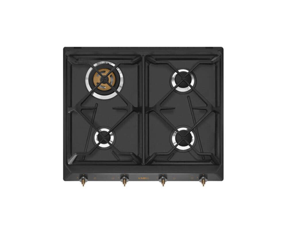 SMEG SRV864AOGH Газовая варочная панель,60 см, антрацит, фурнитура латунная.