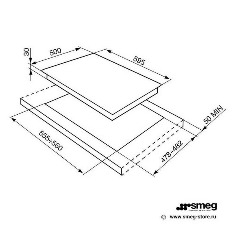 SMEG SRV864POGH Газовая варочная панель,60 см, кремовый, фурнитура латунная.