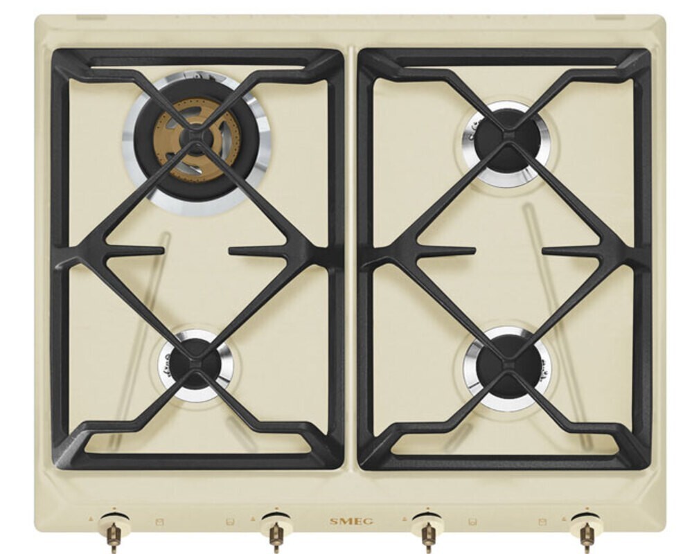 SMEG SRV864POGH Газовая варочная панель,60 см, кремовый, фурнитура латунная.