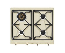 SMEG SRV864POGH Газовая варочная панель,60 см, кремовый, фурнитура латунная.
