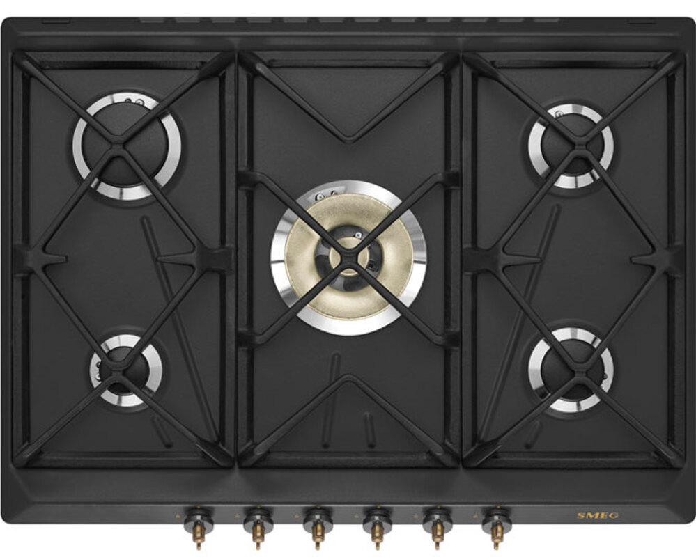 SMEG SRV876AOGH Газовая варочная панель,70 см, антрацит, фурнитура латунная