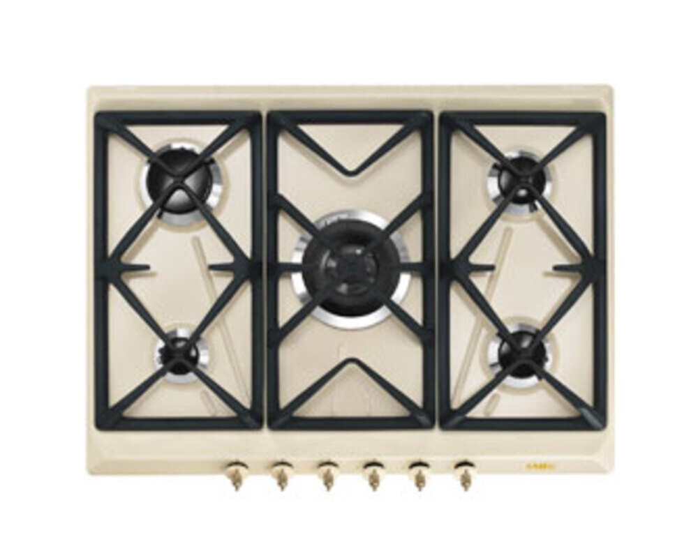 SMEG SRV876POGH Газовая варочная панель,70 см, кремовый, фурнитура латунная