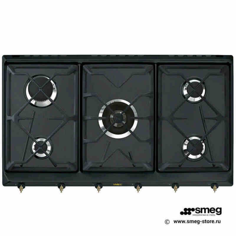 SMEG SRV896AOGH Газовая варочная панель,90 см, антрацит, фурнитура латунная