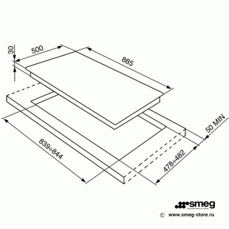 SMEG SRV896POGH Газовая варочная панель,90 см, кремовый, фурнитура латунная