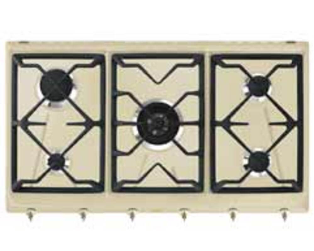 SMEG SRV896POGH Газовая варочная панель,90 см, кремовый, фурнитура латунная