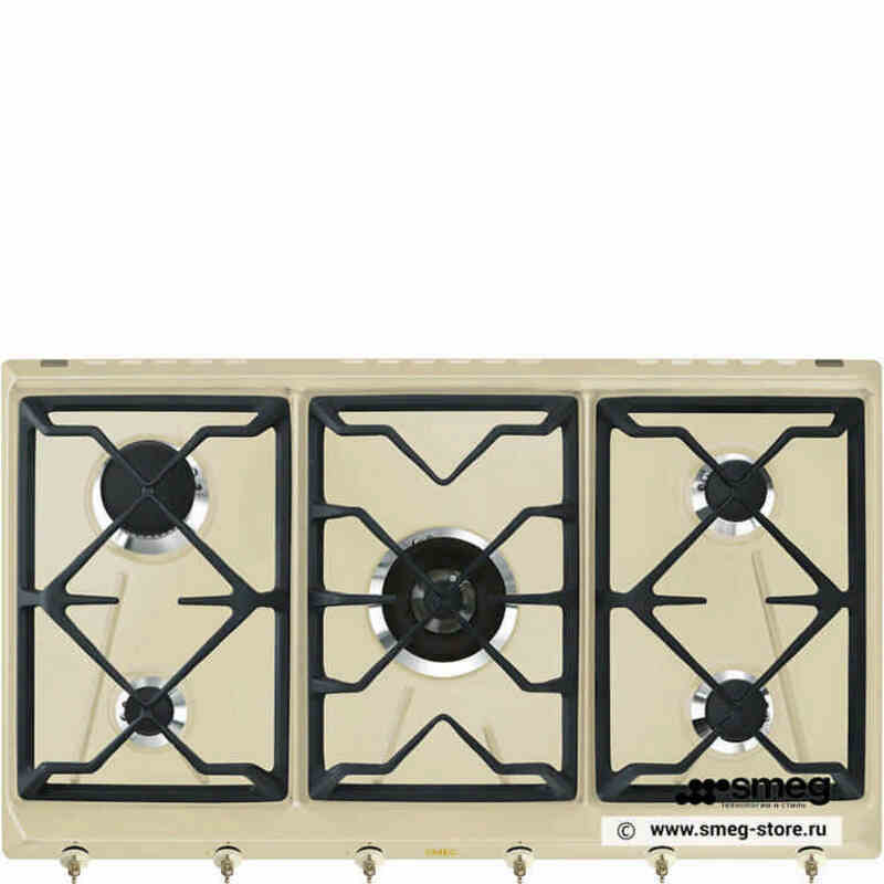 SMEG SRV896POGH Газовая варочная панель,90 см, кремовый, фурнитура латунная