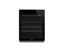 SMEG CVI638RN3 Холодильный шкаф для вина встраиваемый, 60 см, высота 82 см, петли справа, черное стекло.