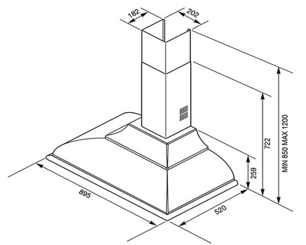 SMEG KC19POE Вытяжка настенная,89,5 см, кремовая