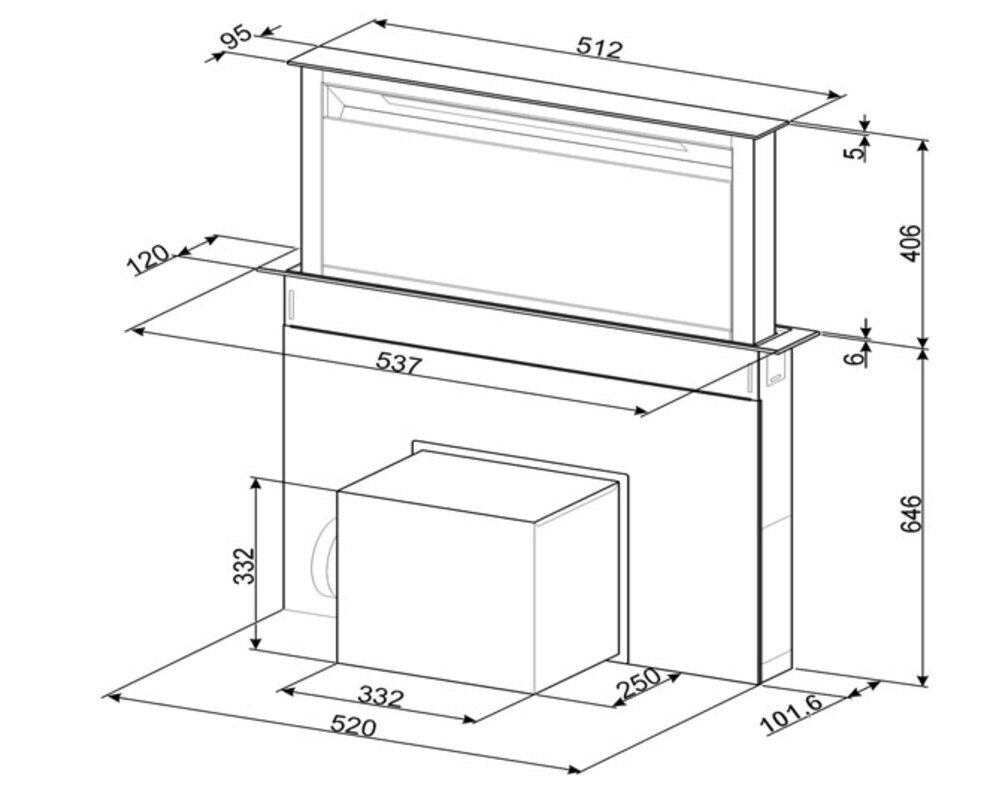 SMEG KDD60VXE-3 Вытяжка, встраиваемая в столешницу, 60 см, чёрное стекло